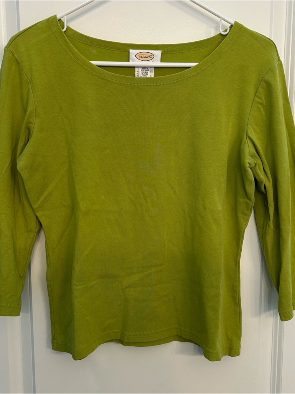 Talbots Lime Green Crewneck 3/4 Sleeve Top